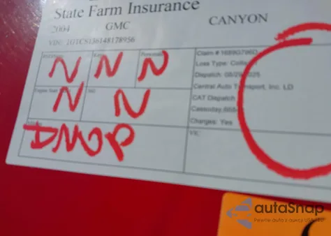 2004 GMC Canyon Sle z USA, uszkodzony, nr VIN 1GTCS136148178956